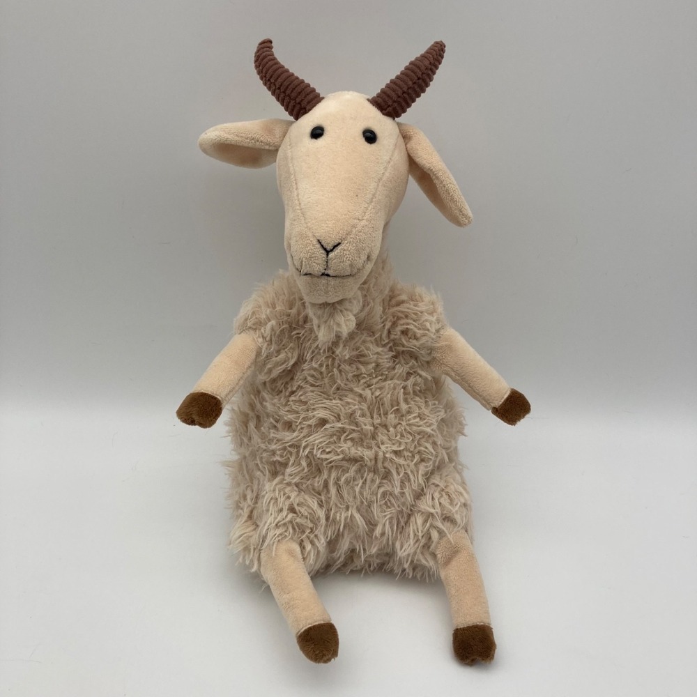 Jellycat Ginny Goat Plush Soft Stuffed Animal Cream Fleece Beard Horns